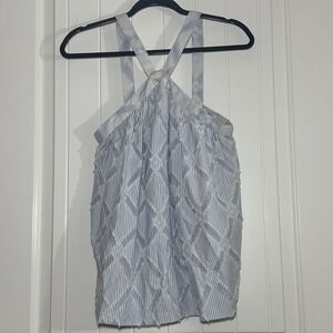 NWT Lemlem | Besu Criss Cross Tank Blue‎ White Fringe | Women's XS